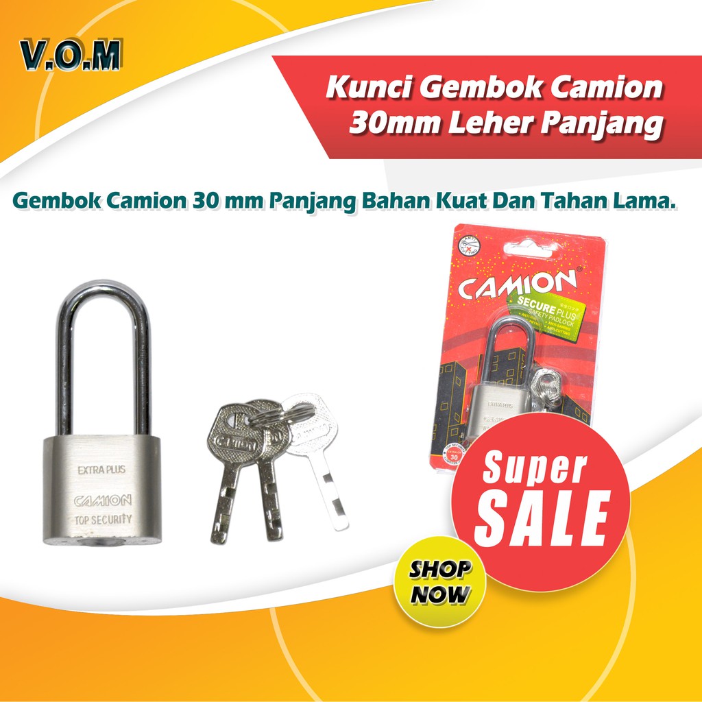 VOM-PANJANG 30 mm Kunci Gembok Camion - Gembok 30mm Leher Panjang 0540