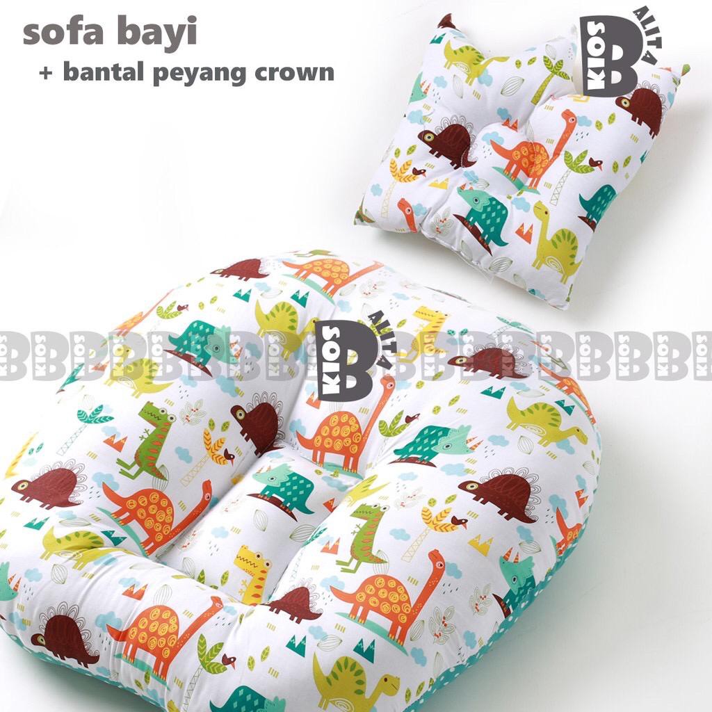 PAKET KASUR BAYI MULTIFUNGSI  SOFA BABY LOUNGER BABY + BANTAL PEYANG MODEL CROWN