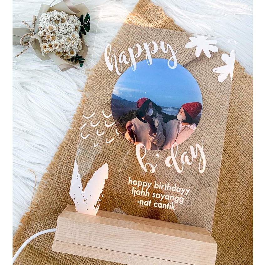 Birthday Gift Custom Acrylic LED Lampu Tidur (Gift dan Hampers)