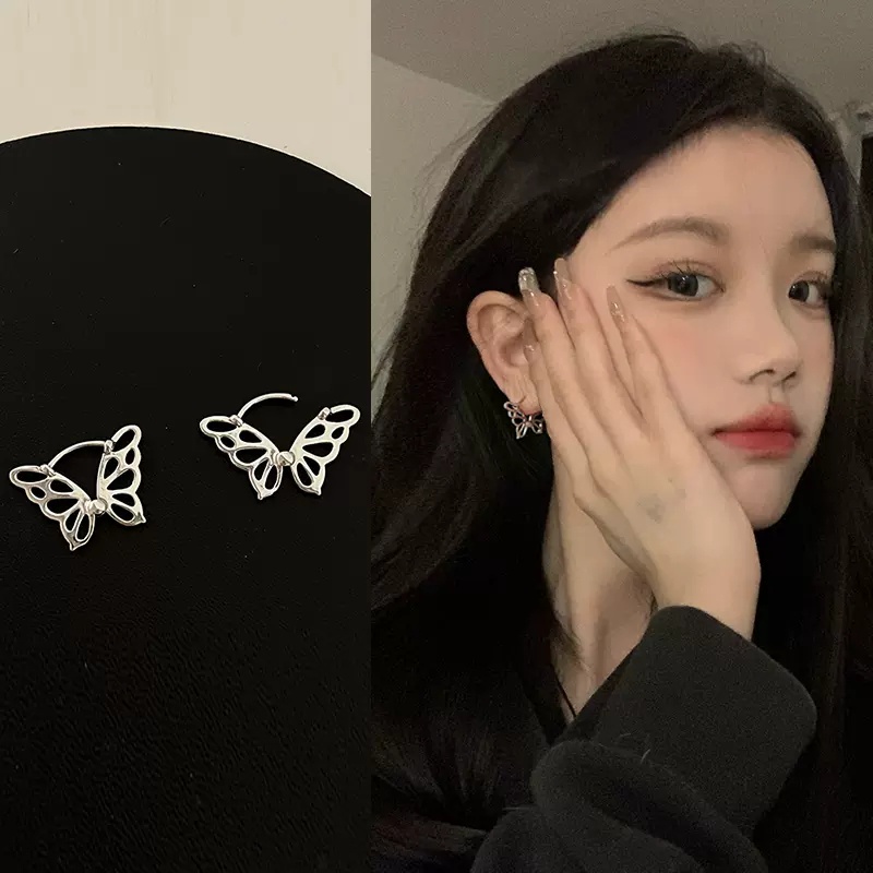 Roselife 1 Pasang Anting Tusuk Gantung Sterling Silver 925 Desain Kupu-Kupu Gaya Korea Untuk Wanita