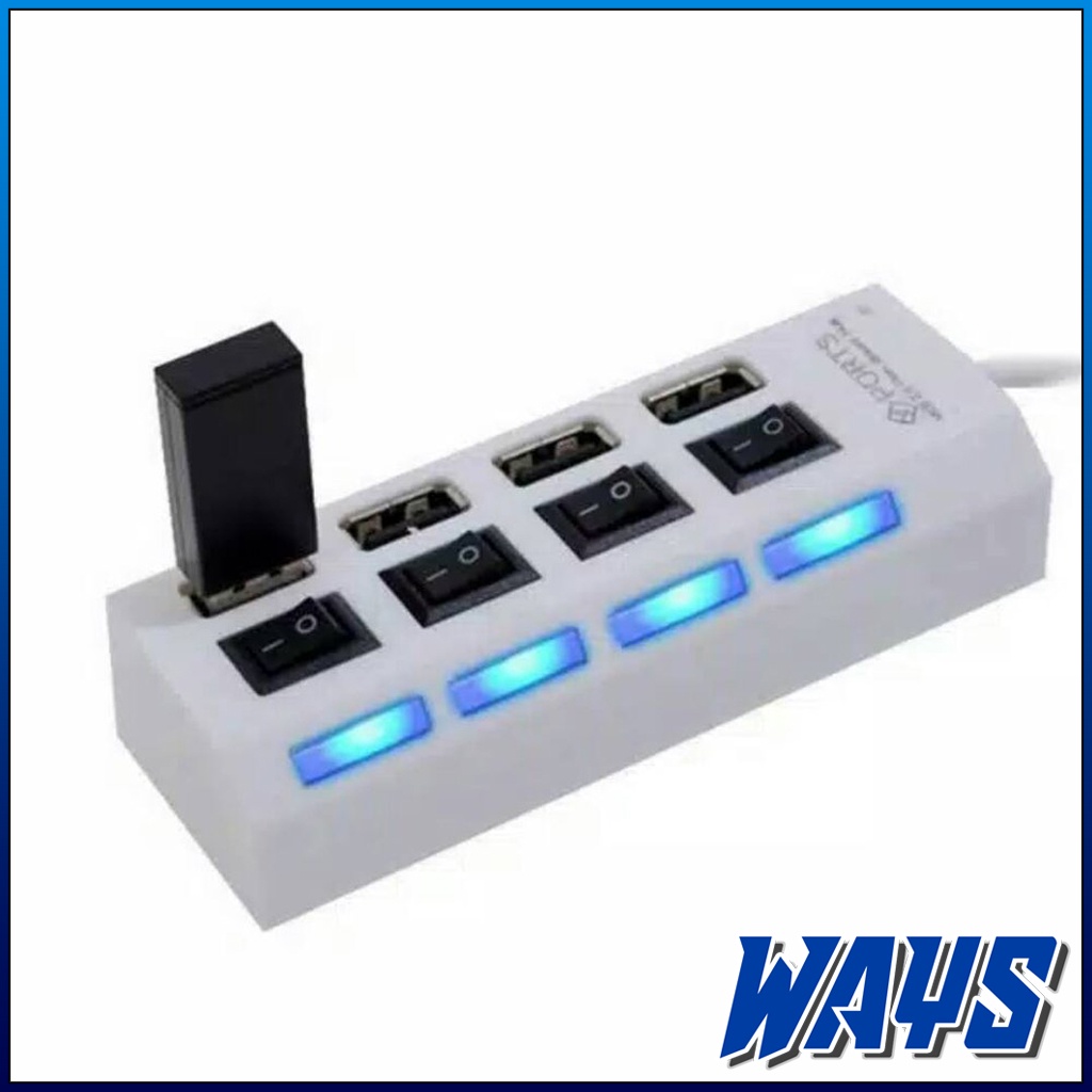 Z017 | USB Port Hub 4 Switch Saklar LED / Colokan Flashdisk Flash Drive Kabel Data Komputer Laptop