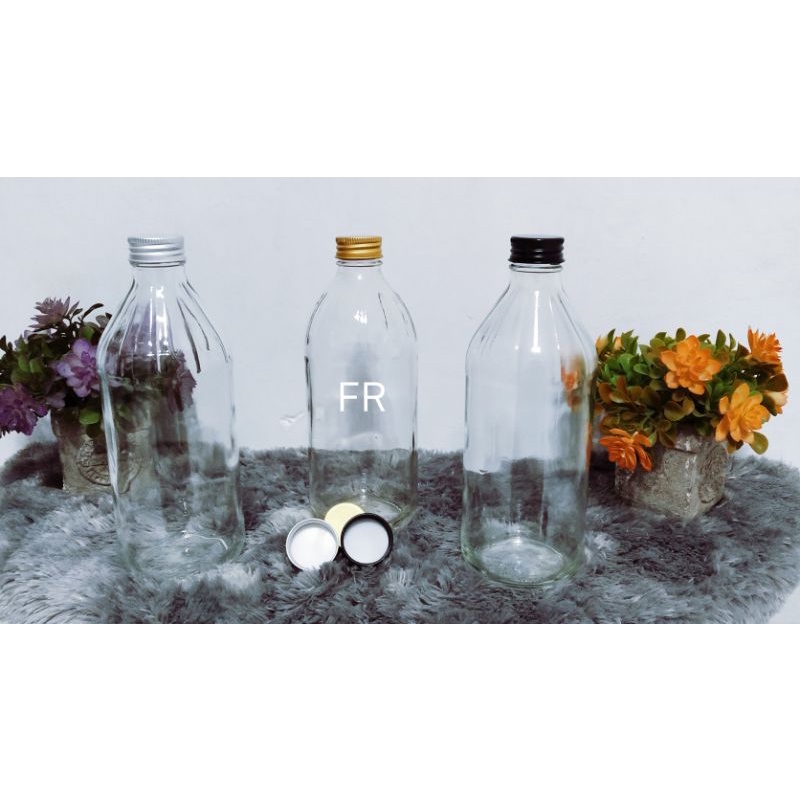 botol kaca polos 500ml botol bening 500ml tutup alumunium