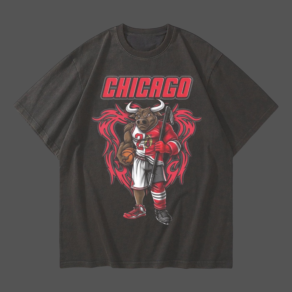 CHICAGO BULLS VINTAGE STYLE OVERSIZE T-SHIRT TEE
