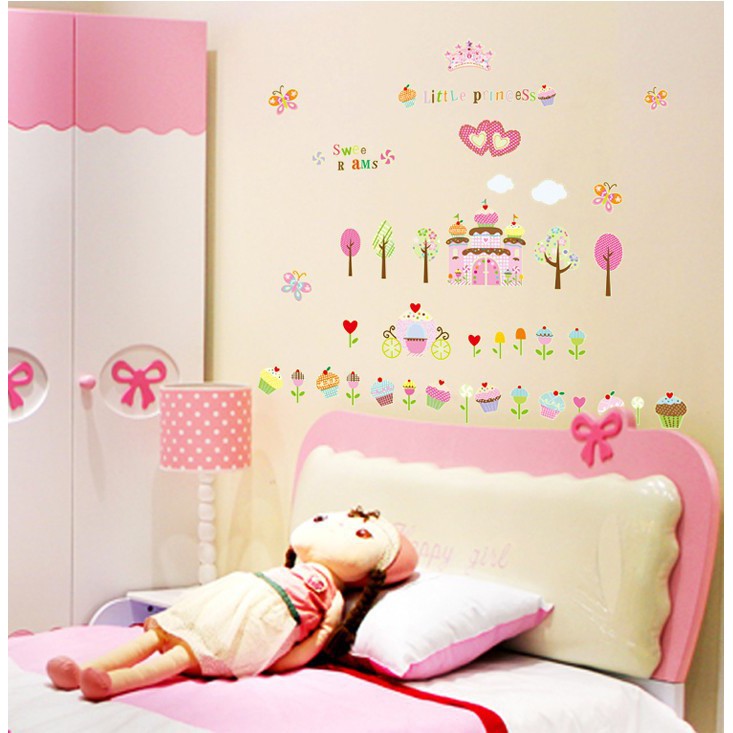 RELIZA Wall Sticker / Stiker Dinding ISTANA KUE CAPCAKE GLOW IN THE DARK LITTLE PRINCESS ABQ9606