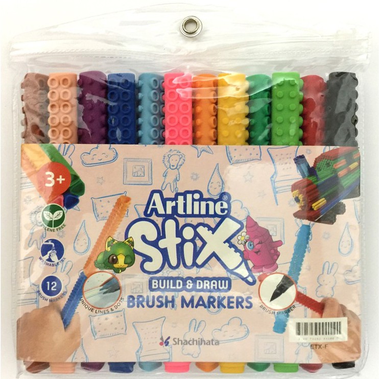 

ARTLINE SPIDOL STIX BRUSH MARKER SET 12 COLOURS ETX-F/12W