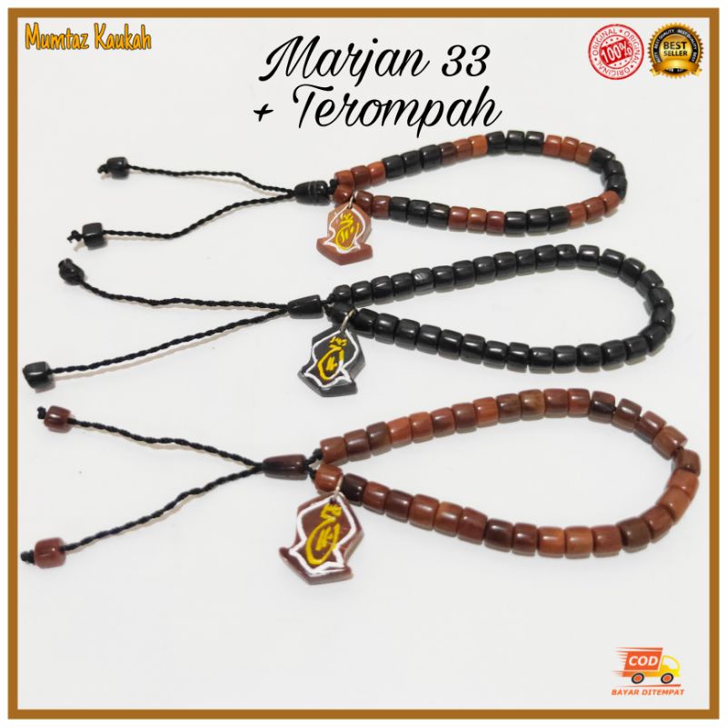 Gelang tasbih kokka kaokah marjan 33 bandul terompah original koka kaoka kauka kaukah