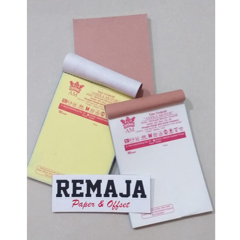 

Cetak Nota NCR 2ply custom tinta 3 warna 1 rim