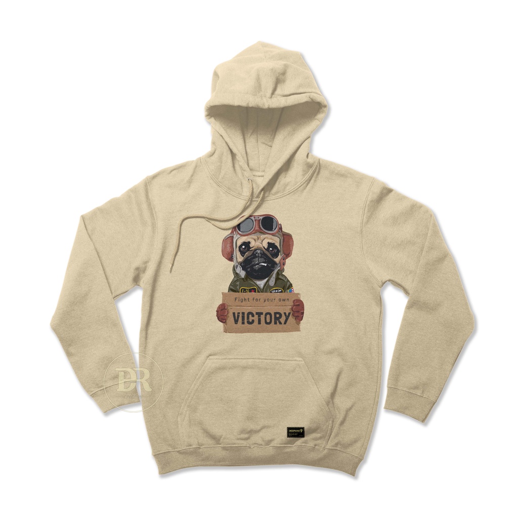 DEZIROSE Sweater Hoodie Dog Victory (Sablon) Size M-XXL ( Pria &amp; Wanita )