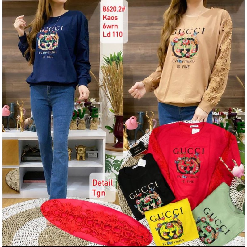 Tasana Kaos Gucci Lengan Panjang Import