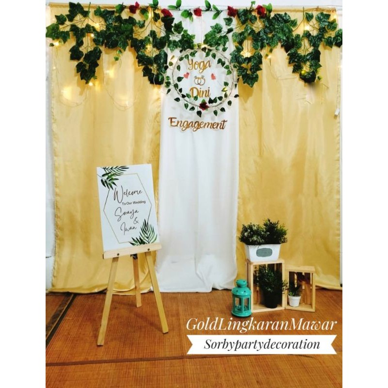 Paket backdrop tunangan background dekorasi lamaran nikahan aqiqah buat