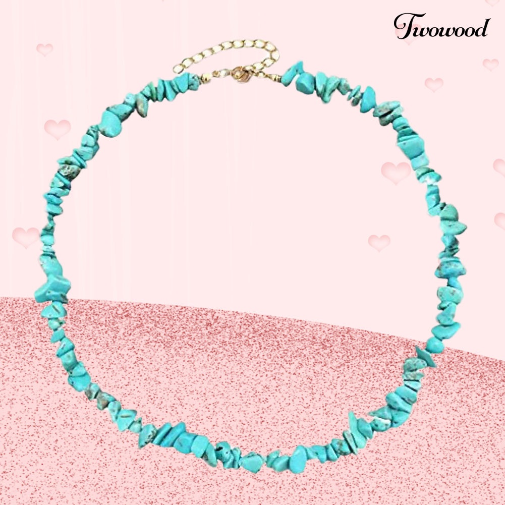 Kalung Manik-Manik Turquoise Imitasi Adjustable Untuk Wanita