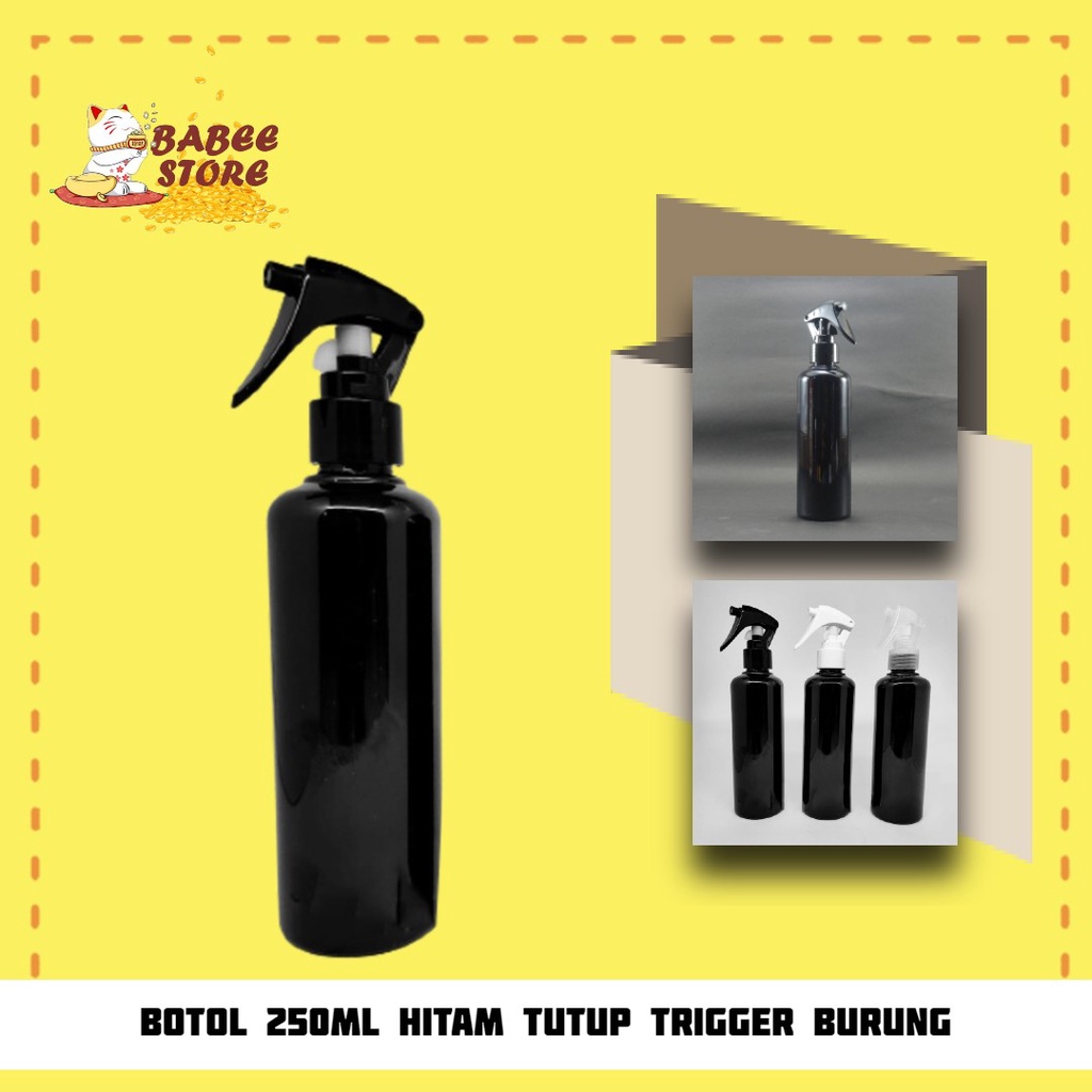 BOTOL 250ML HITAM TUTUP SPRAY TRIGGER BURUNG N24 / BOTOL 250ML TRIGGER BURUNG SPRAY [HARGA GROSIR]