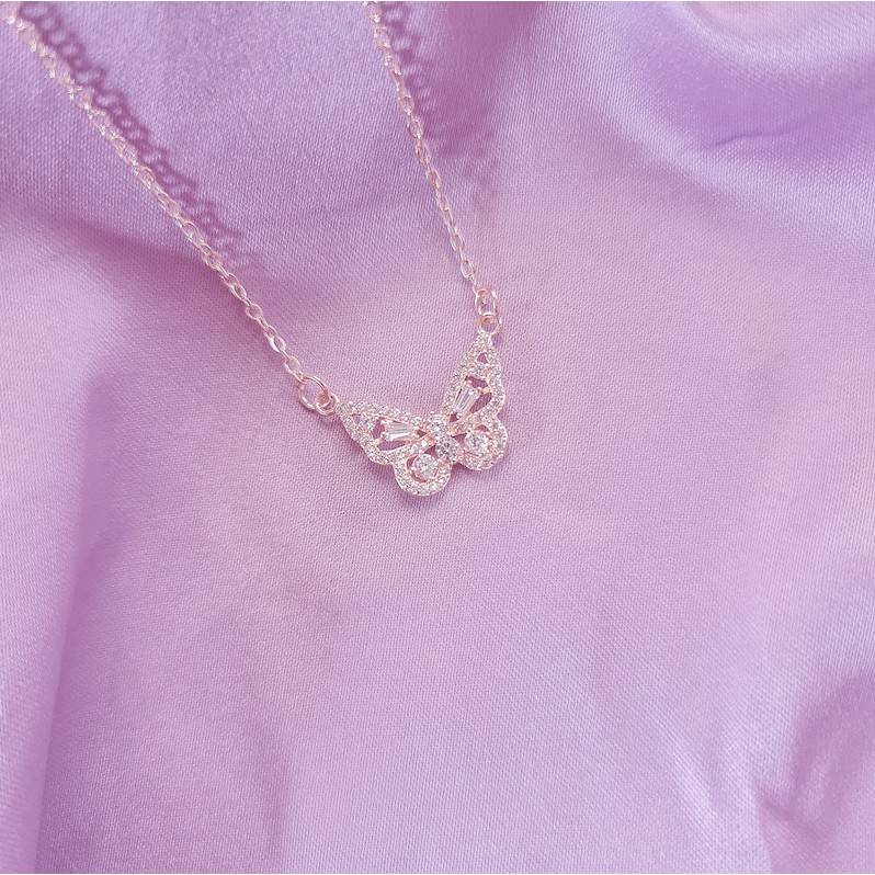 Butterfly Rose Gold Pendant Necklace