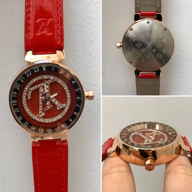 JAM TANGAN LUIS VUITON'S LV PUTAR KULIT SUPER PREMIUM AAA