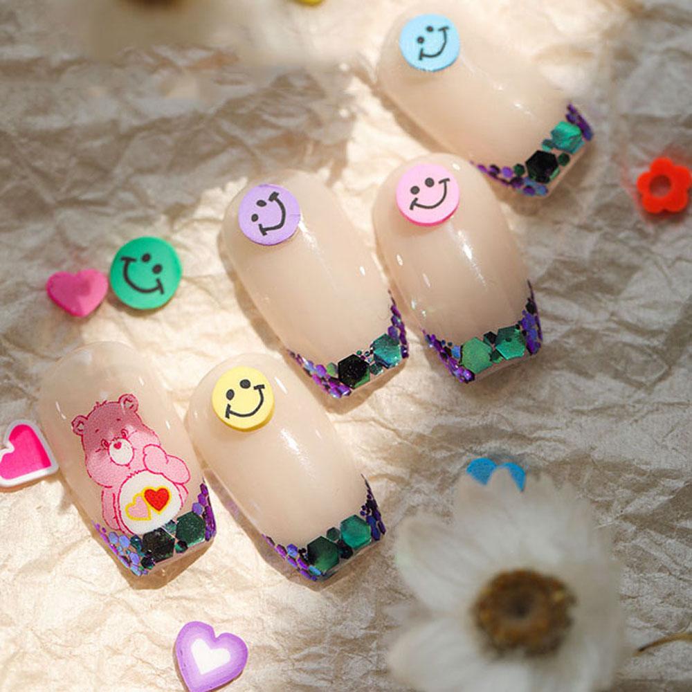 Mxbeauty Dekorasi Nail Art 3D Rainbow Smiley Candy Peach Hati DIY Nail Art