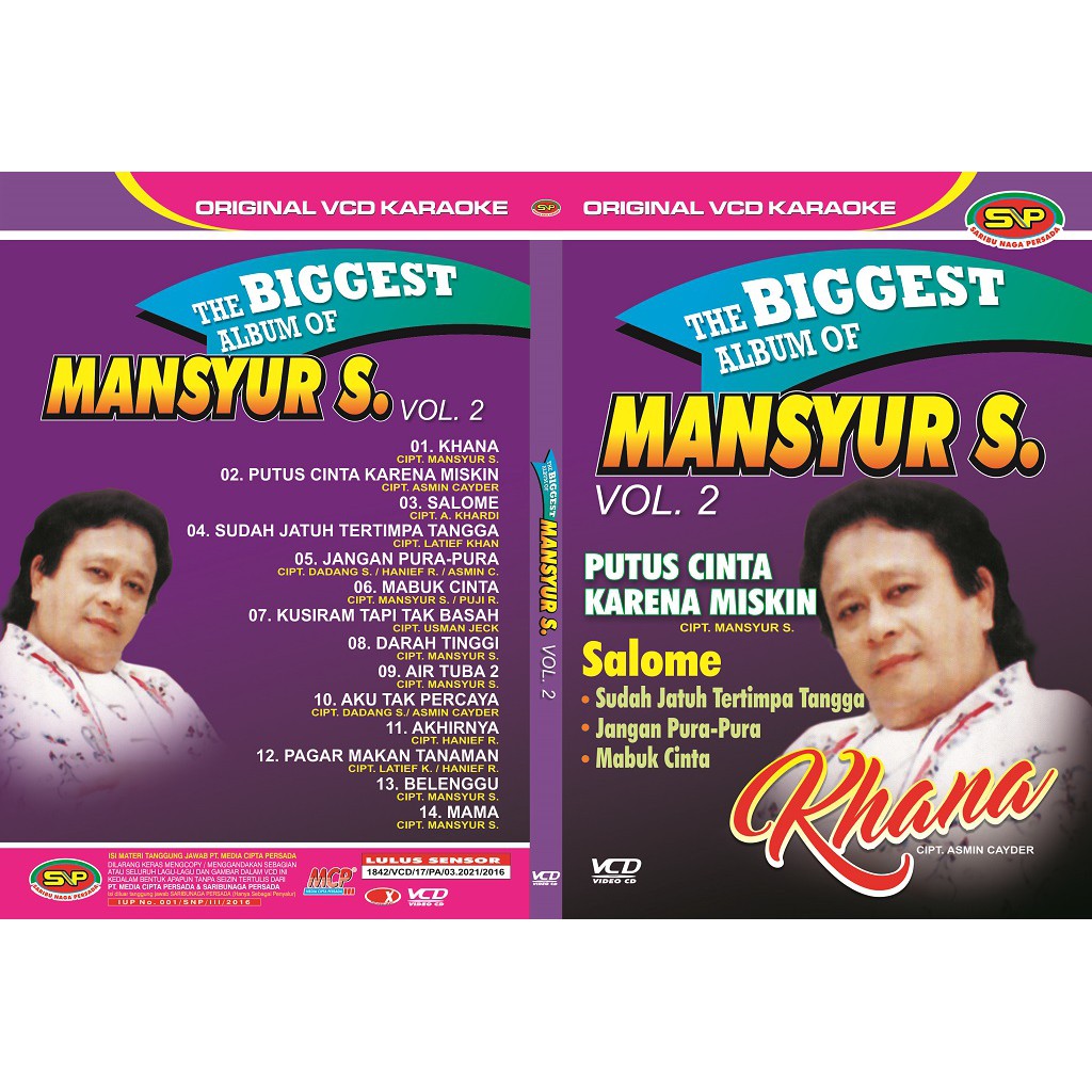 Vcd Original Dangdut Lawas - The Biggest Album Of Mansyur Vol 2