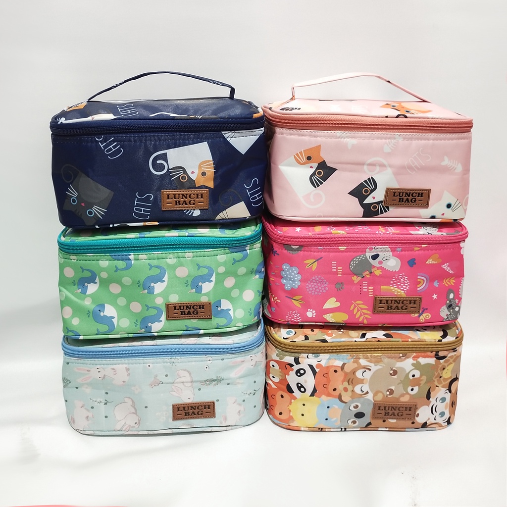 tas bekal motif lucu lunch bag anti air tas bekal waterproof inner alluminium foil tas bekal anak sekolah