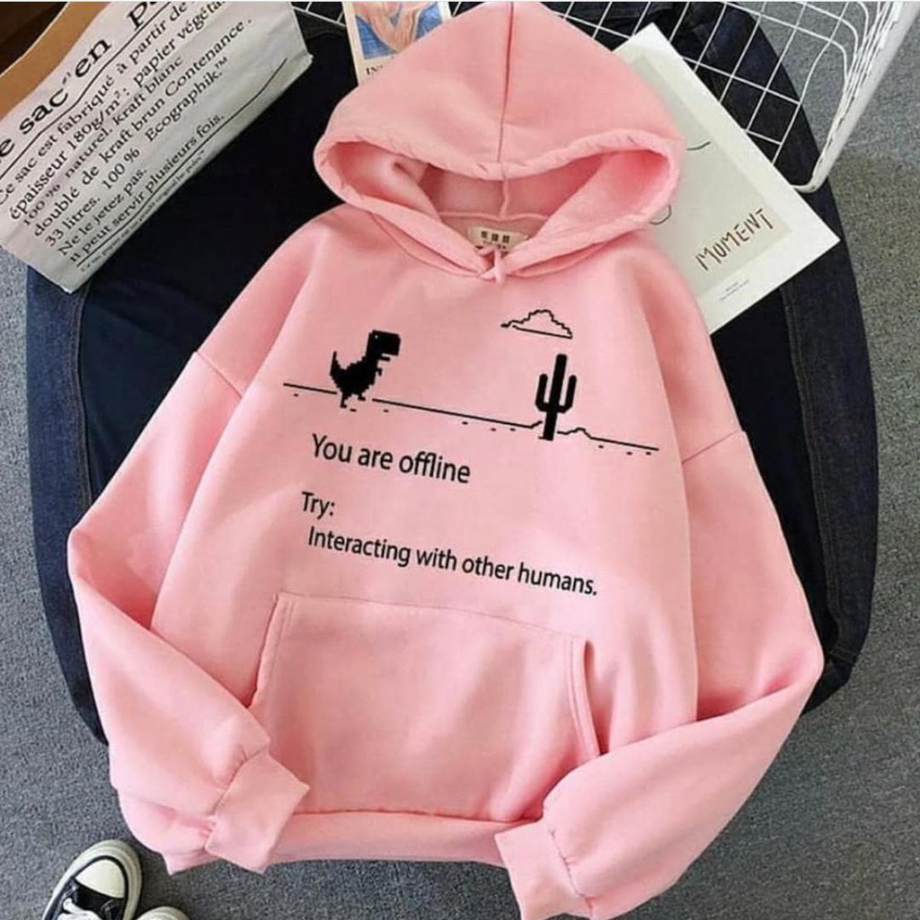 SWEATER OFFLINE NOTICE ERROR HOODIE FLEECE ASLI