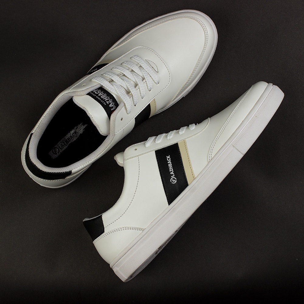 FIRAUN WHITE BLACK |ManNeedMe x FLAZHBACK| Sepatu Sneakers Pria Casual ORIGINAL