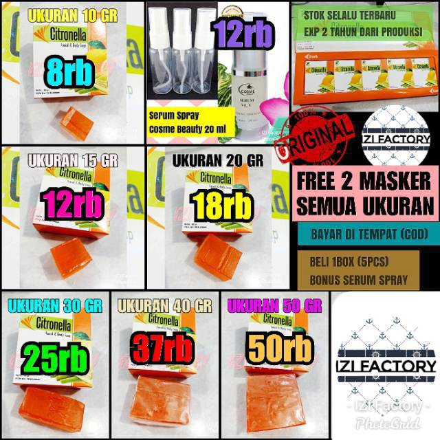 Bonus Serum/Masker (FREE MASKER) SABUN CITRONELLA ORIGINAL / SABUN BIDOYI CITRONELLA BPOM