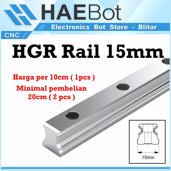 [HAEBOT] Linear Guide Rail HGR15 HGR 15 15mm 10cm Rel CNC Laser CO2 Router Milling Plasma HGH15 Motion Industri Full Triplek Mesin Mekanik Otomasi