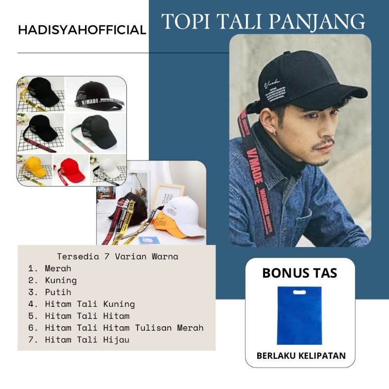 Topi Baseball Pria Dewasa tali Panjang, Topi Cowok Kren Dewasa Tali Panjang