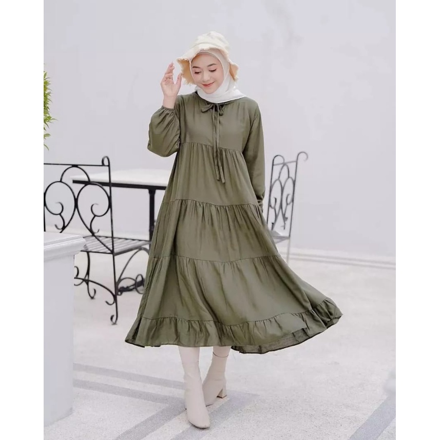 Sojin Midi Dress Rayon Premium | midi dress wanita kekinian terbaru 2022 | dres midi wanita terbaru 