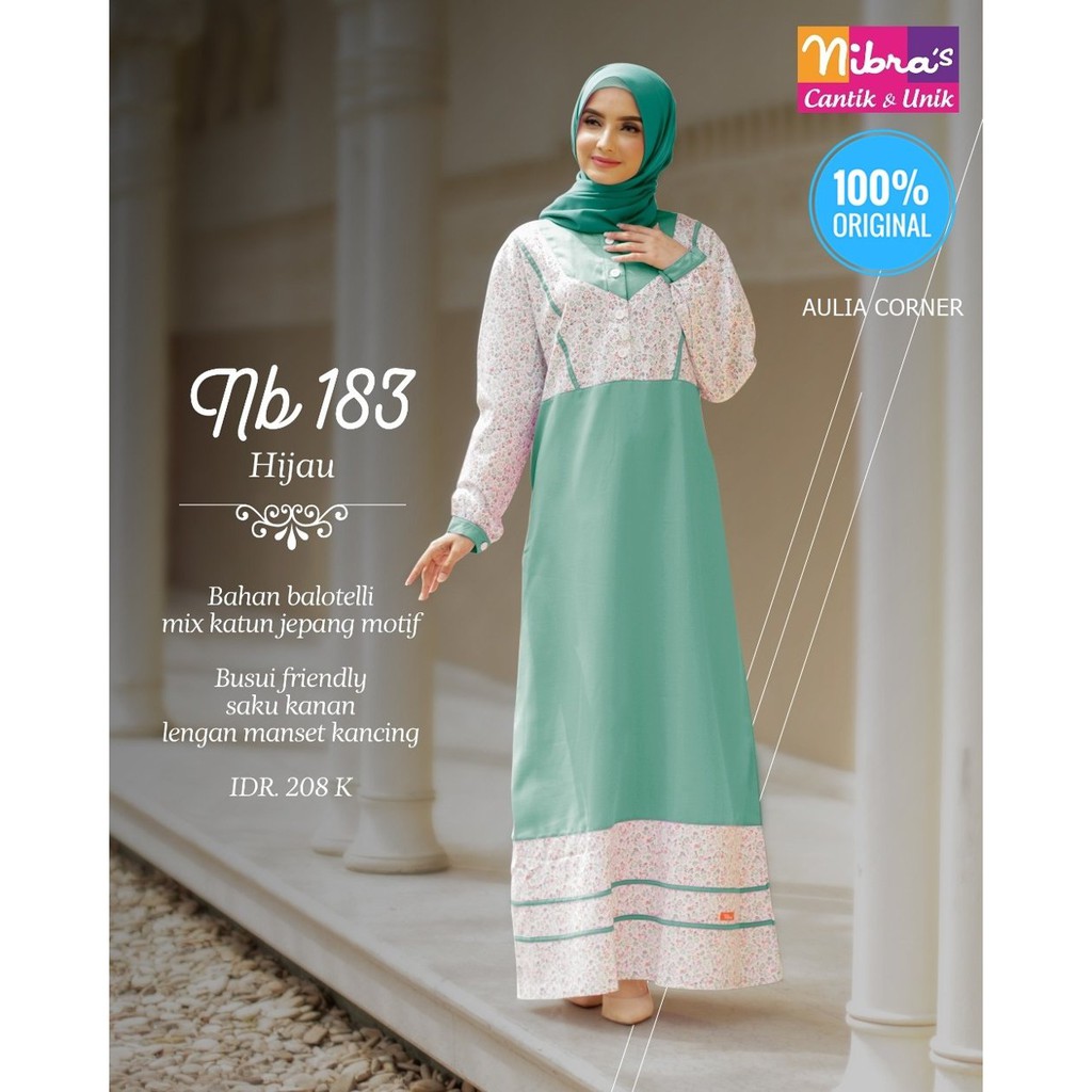 Gamis Wanita 2019 Gamis Nibras NB 183 Hijau ORIGINAL Pilihan Semua Wanita