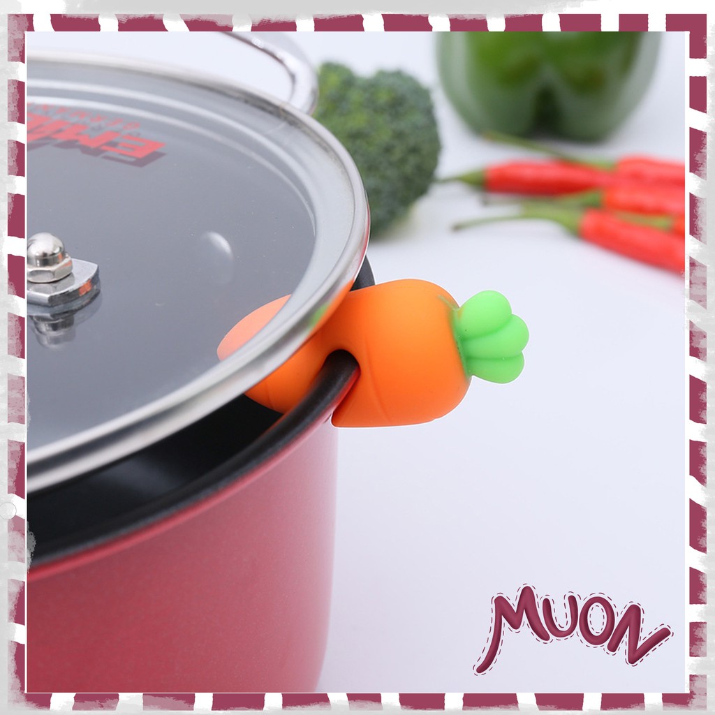 Penyangga Tutup Wajan Silikon Mangkok Panci Gelas Lid Aksesoris Dapur Kitchen Bentuk Wortel Lucu Uni