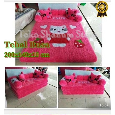 Sofa bed Karakter Tebal Busa 10 cm //  Kasur Bulu Karakter Ukuran Double FULL SET FULL BUSA // KASUR