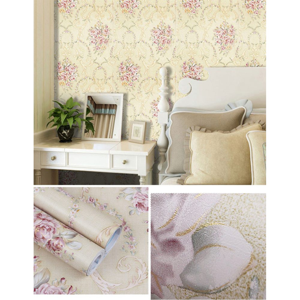 ARNUZI WPS505 Wallpaper SHABBY CREAM TOSCA BUNGA 10M COD best seller sticker ruang tamu walpaper mon