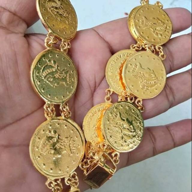 Gelang koin replika emas lapis emas 24k