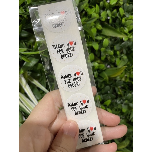 (50pcs) Stiker Thank You Bulat size 2,5cm / Thank You stickers Olshop etc-Tyfo putih