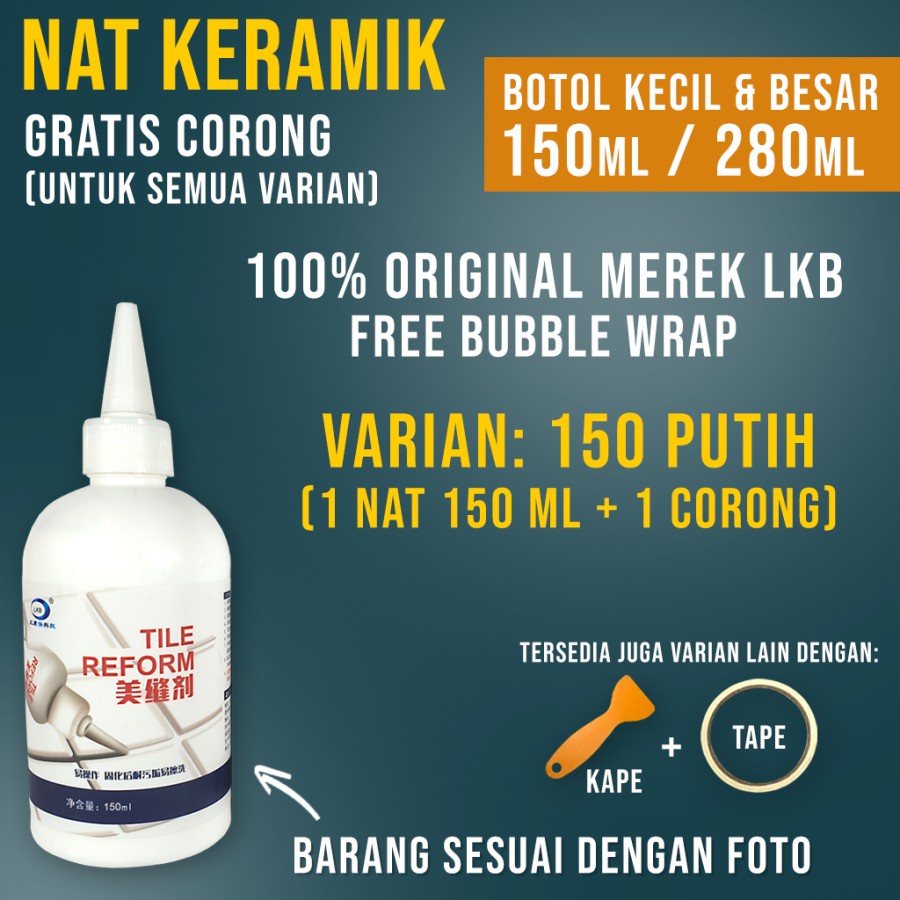 Cairan Pengisi Celah Nat Keramik Anti Jamur Tile Reform 150ml - Putih