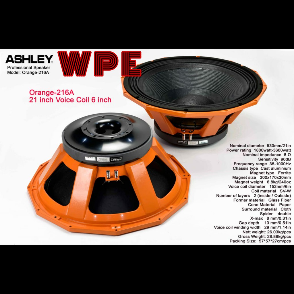 Speaker Komponen ASHLEY ORANGE 216A 21inch Ashley Orange216A