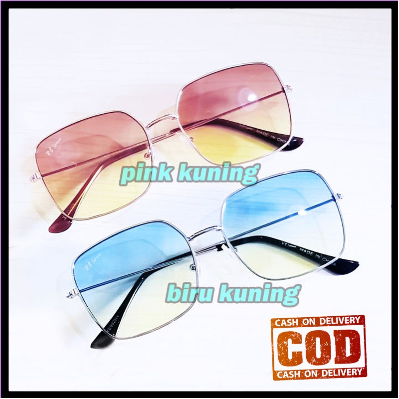 Kacamata Fashion Kotak Dual Color Sunglasses Sunnies Wanita Pria Kaca Mata Dewasa Fashion Kotak