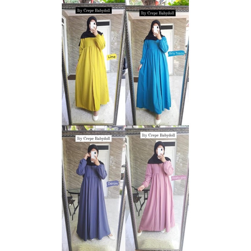 [Promo Flash sale] Gamis Babydol basic polos Ity crepe mewah Seri 1 size S-M-L-XL-XXXL By Delanijab-2