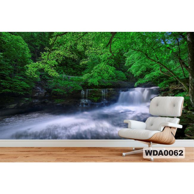 wallpaper 3d waterfall, wallpaper 3d air terjun, wallpaper dinding custom, wallpaper 3d