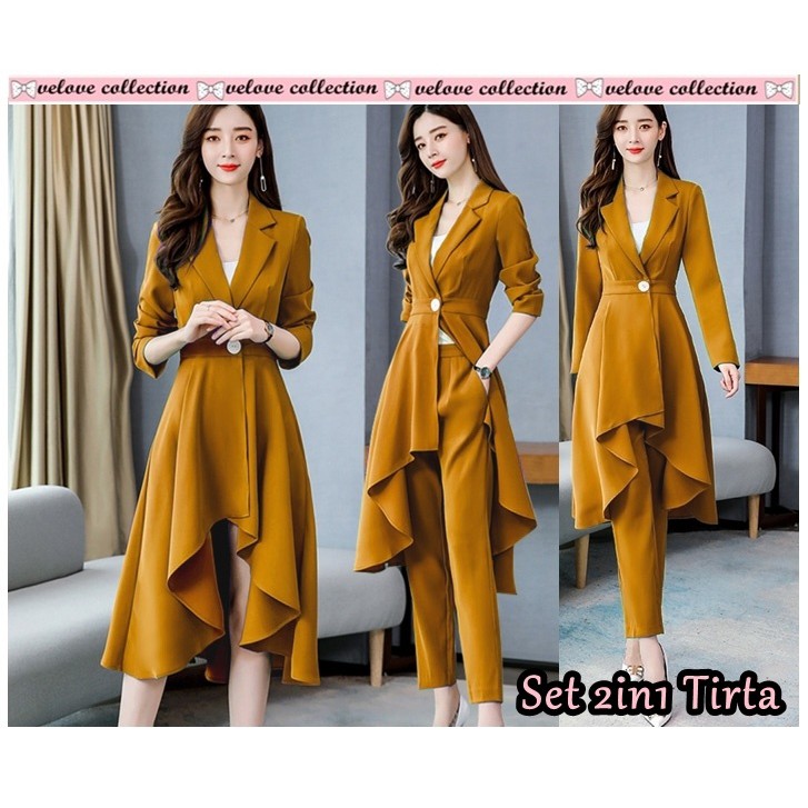 AS FASHION-REALPICT-VV-STELAN WANITA MODEL KOREA-SETELAN BLAZER DAN CELANA-SET WANITA REMAJA MURAH