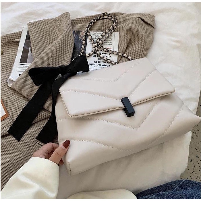 Tas Selempang Slingbag Wanita Import Branded Korea Kekinian E 5252 - Putih