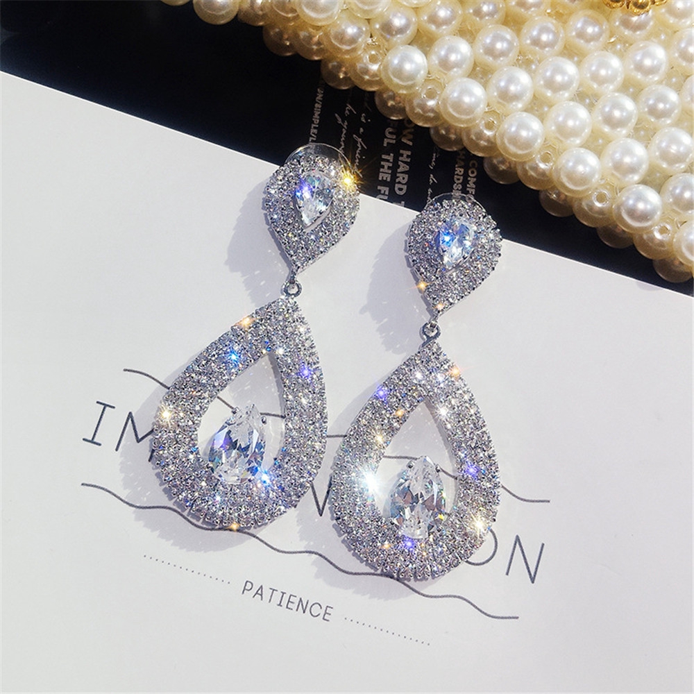 Bayar Di Tempat Anting-Anting Super Dropling Diamond Super berbentuk anting-anting wanita-1