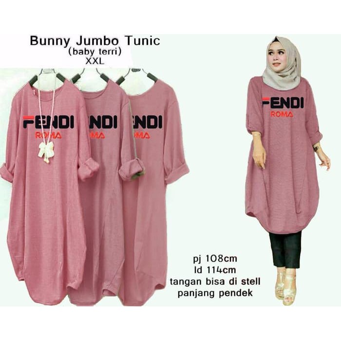 Fendi JUMBO Tunik Dusty Pink, Tunik Muslim, Stellashoppie
