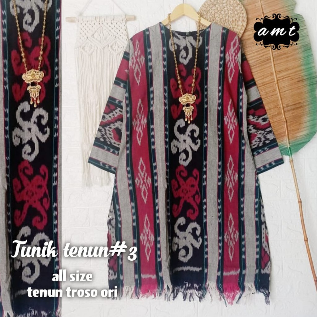 Batik Tunik Tenun by Butik Batik Solo Bahan Tenun ORI kode TUNIK 3