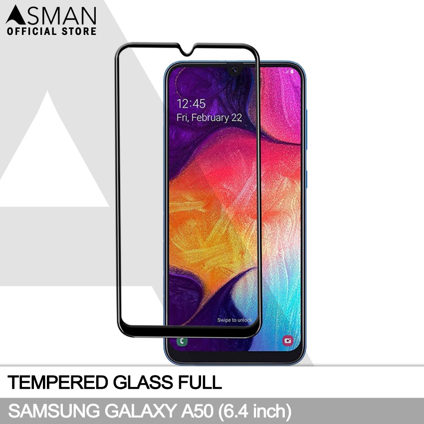 Tempered Glass Full Samsung Galaxy A50 (6.4&quot;) | Anti Gores Kaca - Hitam