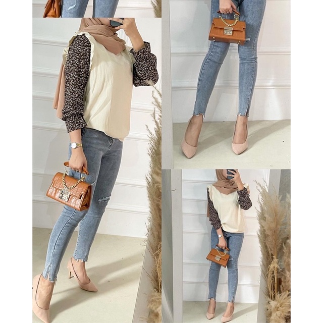 Blouse atasan ruffle bunga bunga premium import bangkok bkk