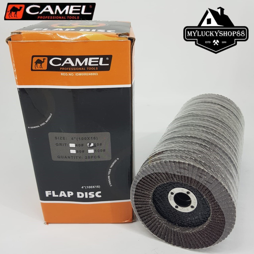 Flap Disc Sand Grit 4&quot; Inch 100 mm A60 Amplas Gerinda Susun Camel 60