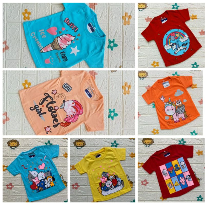 Kaos Anak Perempuan Motif oskosh Premium size 2T -20T | Baju Anak Cewe Oshkosh premium Cotton Combad 2T 4T 6T 8T 10T 12T 14T 16T 18T 20T