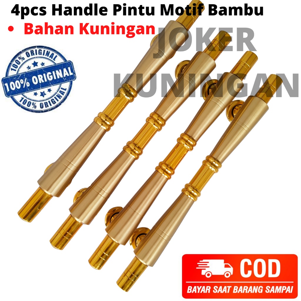 Handle pintu rumah 4pcs / Gagang pintu rumah kuningan motif bambu /  tarikan pintu rumah / handle pi