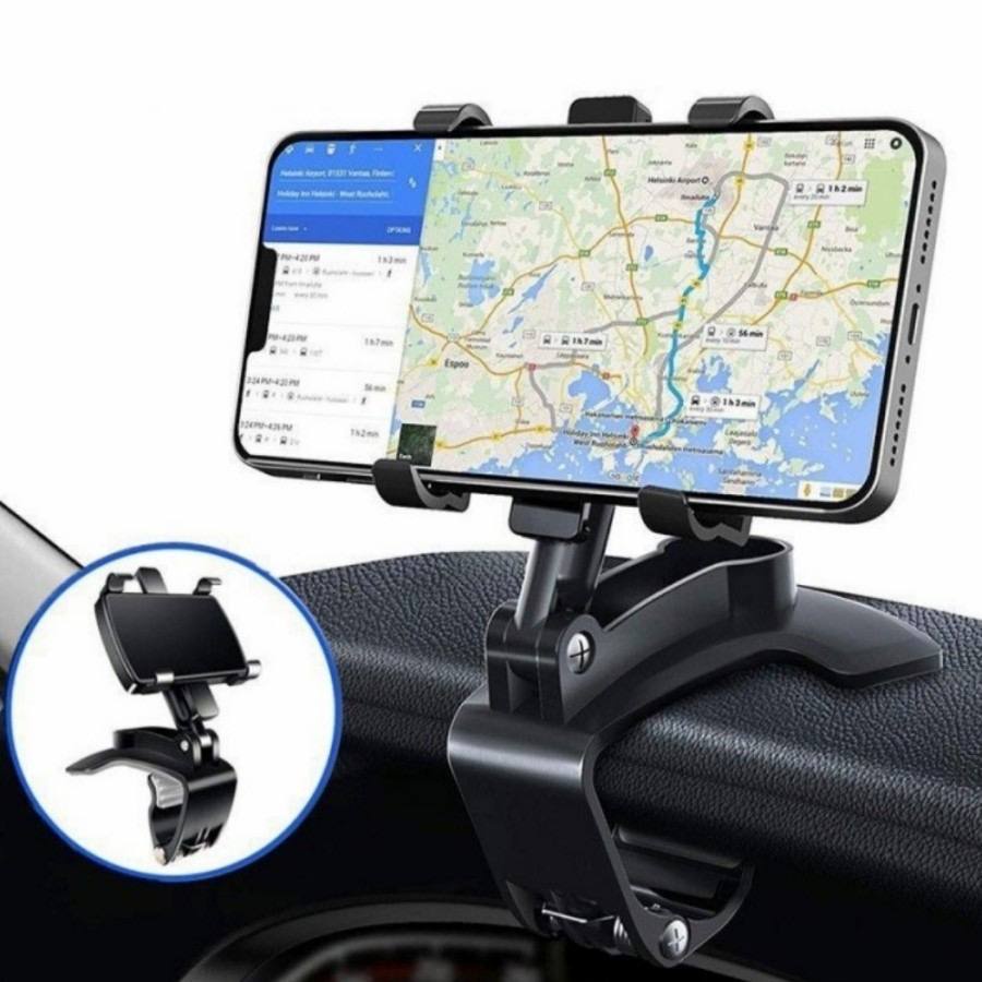 JT - Holder Hp Mobil Universal HD 35 Jepit Dashboard Dan Spion Tengah Car Holder HP Mobil HD-35 HD35 Smartphone Mount Sun Visor Mobil Rotasi 360