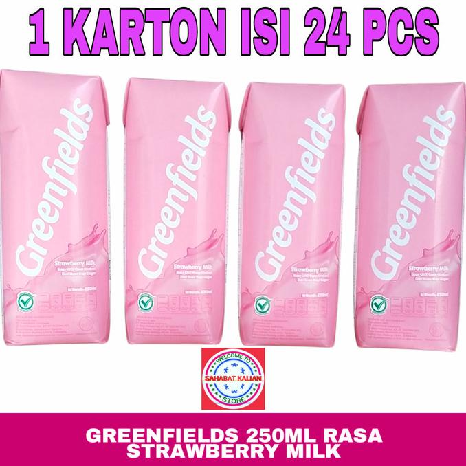 

BAYAR COD SUSU UHT GREENFIELDS STRAWBERRY MILK 250ML 1 KARTON ISI 24 PCS